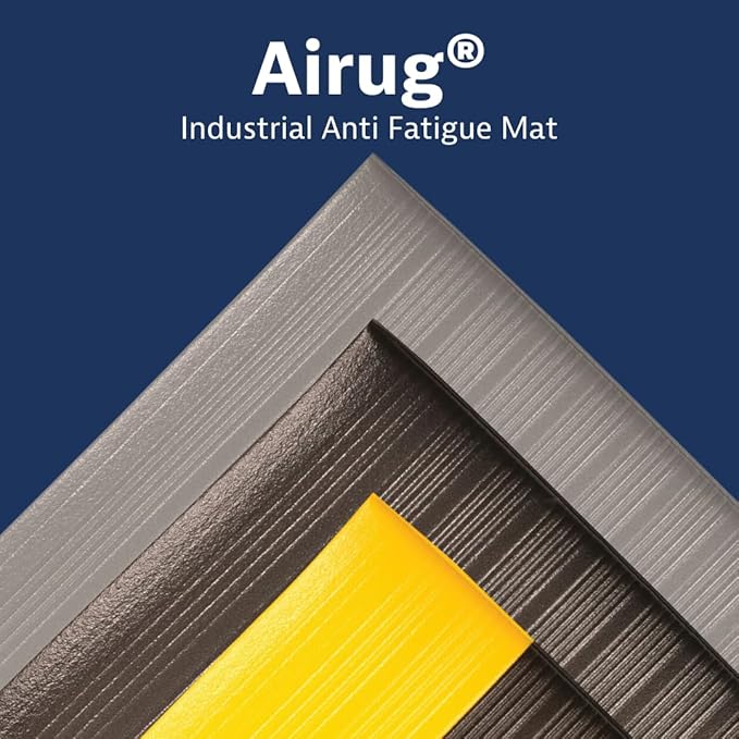 Notrax 410 Airug® 3' x 60' x 3/8" Anti Fatigue Mat, Enhanced Slip Resistance with Beveled Edges and Ribbed Surface, Ideal for Industrial and Commercial Workplaces, Black, 410R0336BL