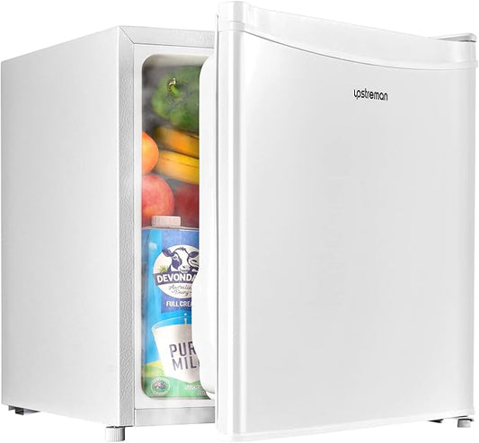 Upstreman 1.7 Cu.ft Mini Fridge with Freezer, Dorm Essentials, Adjustable Thermostat, Energy Saving, Low Noise, Single Door Compact Refrigerator for Dorm, Office, Bedroom, White-FR17