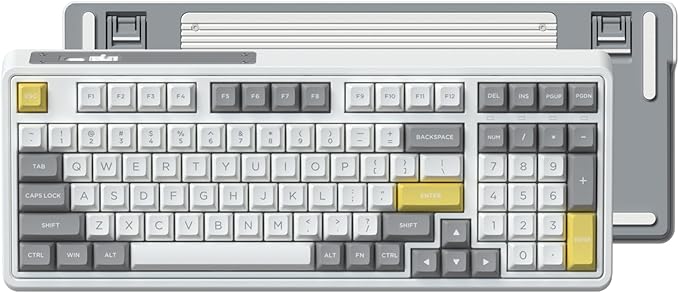 CMK98 Wireless Mechanical Keyboard with Number Pad,Tri-Mode Hot Swappable 99 Key Custom Gaming Keyboard, Linear Switches Gasket Creamy Keyboard RGB for Win/MAC (Grey)
