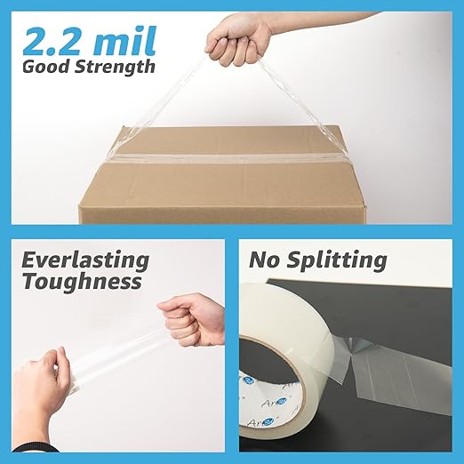 Art3d 12 Rolls Packing Tape - Clear Carton Sealing Tape Heavy Duty, 1.88" x 55 yds, 2.2 mil Thick