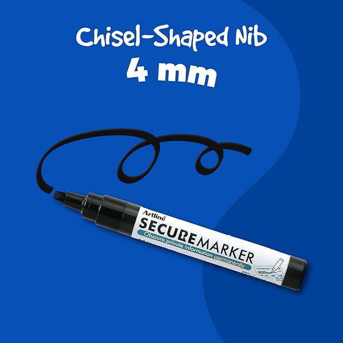 Artline Secure Marker Redacting Pen | Blackout Marker | Blacks Out Private Information | Convenient 3-Pack