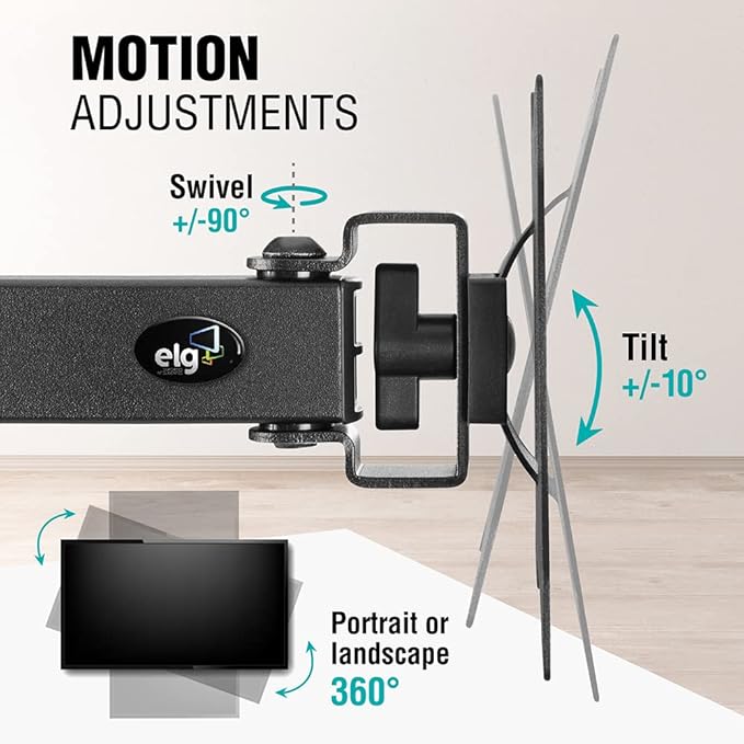 ELG Full Motion Swivel Monitor Desk Mount Stand up to 34'' Screen, Adjustable Arm Height Position, Computer Monitor Stand, Gaming/Home Office, F50N, Black
