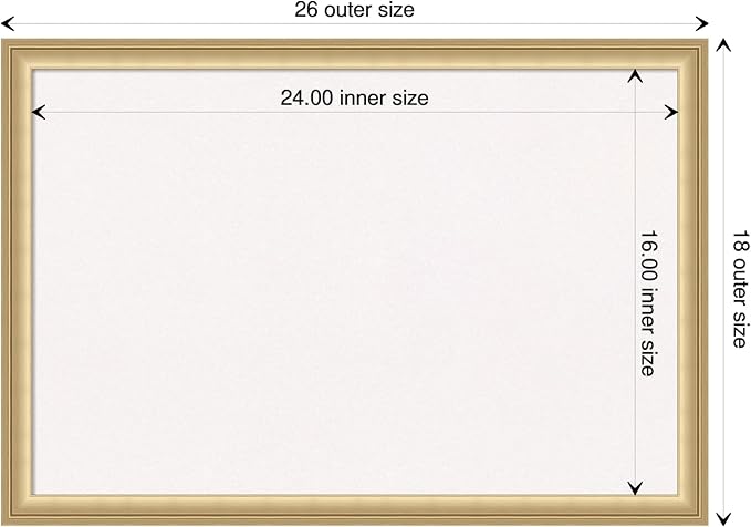 Amanti Art White Cork Board for Wall, 18x26 Vision Board with Gold Frame, Medium Corkboard Office Decor for Home Organization, Casual Corkboard Pinboard to display items for home organization