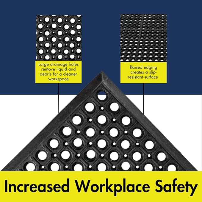 NoTrax 3' x 5' Anti-Fatigue Lightweight Restaurant Rubber Floor Mat with Drainage Holes, Beveled Edges, Non-Slip Mats, Red, T30 Competitor, T30S0035RD