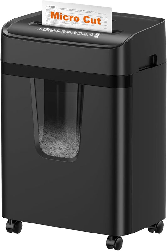 Bonsaii 12-Sheet Micro-Cut Paper Shredders for Home Office, Heavy Duty Document Shredder with 5.5 Gallon Pullout Bin for CD/Credit Card/Staple, 30 Mins Continuous Run Time, P-4 High Security, C282-B