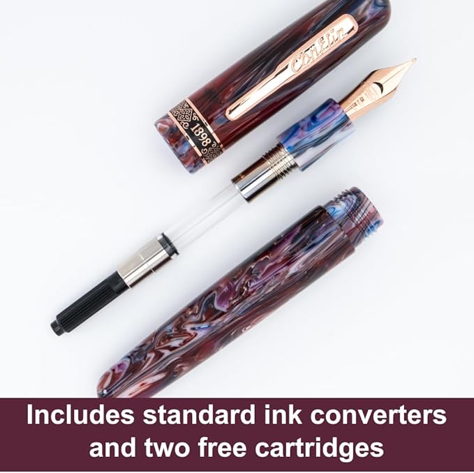 Conklin 1898 Fountain Pen, Misto Purple - Flex Nib | Luxury Writing Instrument with Unique Resin Blend | JoWo Stainless Steel Nib Made in Germany | Ideal for Pen Enthusiasts