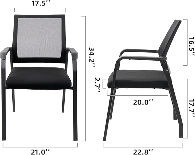Desk Chair No Wheels, Arm Chair with Ergonomic Lumbar Support and Thickened Seats Cushion, Waiting Room Chairs for Office School Church Guest Reception, 4 Pack Black