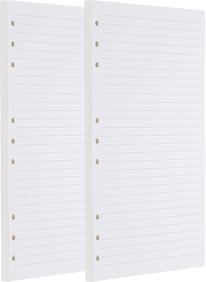 PATIKIL B5 Ruled Refills Inserts 9-Ring Binder Loose Leaf Planner Filler Paper Planner Inserts, 160 Sheets/320 Pages, Lined, White