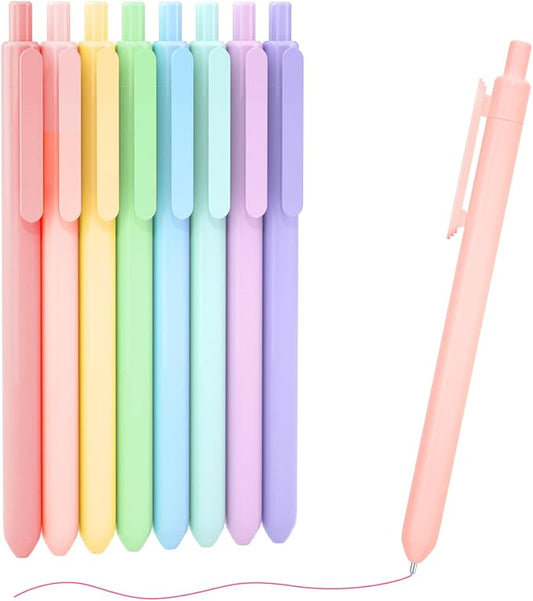 Shuttle Art Colored Retractable Gel Pens, 8 Pastel Ink Colors, Cute Pens 0.7mm Fine Point Quick Drying for Black Paper Writing Drawing Journaling Note Taking School Office Home