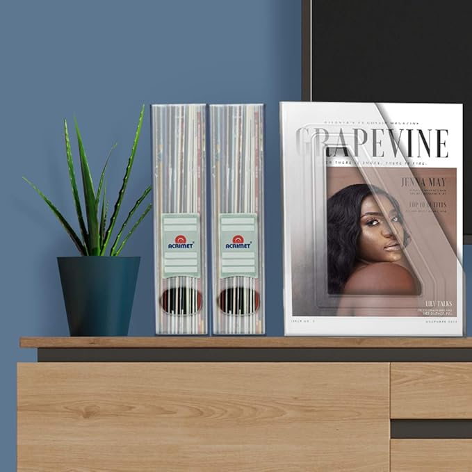 Acrimet Magazine File Holder, Durable Rack, Space-Saving Organizer (Plastic) (Clear Crystal Color) (2 pack)