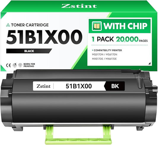 51B1X00 Black Toner Cartridge (with Chip) Extra High Yield Replacement for Lexmark 51B1H00 51B1000 Toner Cartridge Compatible with MS517dn MX517de MS617dn MX617de Laser Printer ( 1-Pack 20,000 Pages)
