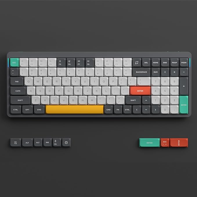 nuphy Air96 V2 Wireless Mechanical Keyboard,100 Keys RGB Backlit Keyboard,Supports Bluetooth 5.1,2.4G and Wired Connection,for PC/Laptop/Windows/Mac -Grey Gateron Wisteria Switch