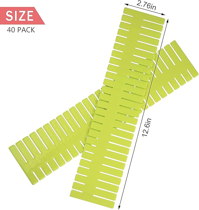 40Pcs Drawer Dividers, Adjustable Drawer Organizer for Socks, Underwear, Makeup, Can Help Tidy Kitchen, Bedroom, Dresser Green