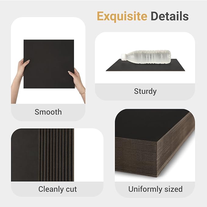 25 Pcs Book Board, Binder Board, Cover Board, Heavy Duty Chipboard for Book Binding, DIY Cardboard (Black, 5.5 x 8.5 Inch 80PT)