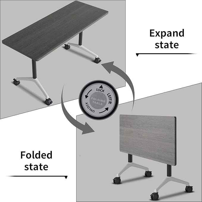 Conference Room Table with Flip-Top Design for Dynamic Meetings, Business Table Computer Desk with Heavy-Duty Frame,Foldable Seminar Meeting Tables for Home Office (6, B, 70.8IN)