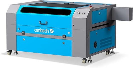 OMTech 90W CO2 Laser Engraver with Water Chiller, 28"x20" Cutting & Engraving Machine with Air Assist, 4-Way Pass, Caster Wheels, RDWorks, for Wood, Glass, Acrylic & More