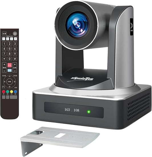 PTZ Camera, AI Auto Tracking 1080P60 PoE, 20X Optical Zoom, 3G-SDI HDMI USB3.0 LAN, Live Streaming for Church Meeting Education Sport Hospital Wedding