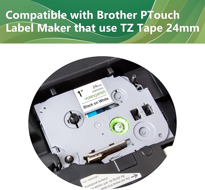 6-Pack TZe251 24mm Lable Tape Compatible with Brother TZe-251 TZe 24mm 0.94 Laminated White Tape TZ-251 Replacement for Brother PTouch PTD600 PT-P710BT Label Maker