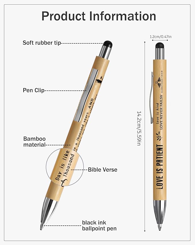 Christian Inspirational Pens With Bible Verse Stylus Ballpoint Pens Black Ink Bulk Motivational Christian Gifts for Women Men Bible Study Supplies for The Office Gifts 50 Count