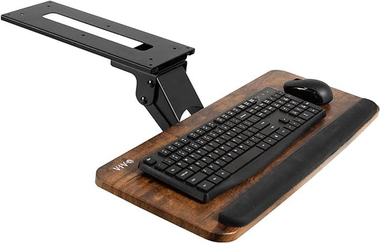 VIVO Adjustable Computer Keyboard and Mouse Platform Tray, Ergonomic Under Table Desk Mount Drawer Underdesk Shelf, Rustic Vintage Brown, MOUNT-KB03N