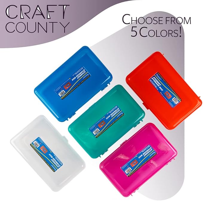 Craft County | Transparent Pencil Box | Colored Utility Box Storage Office Supplies Organizer | Orange