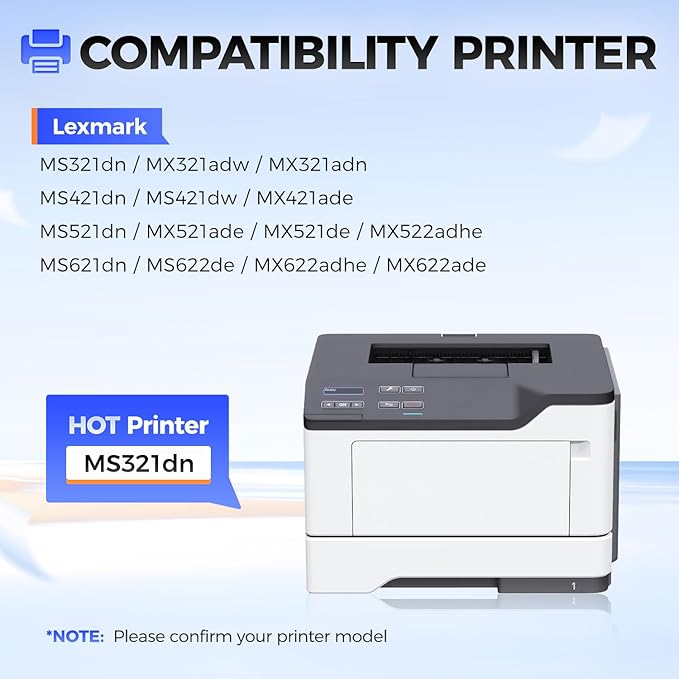 56F1X00 Toner Cartridge Black 1-Pack Extra High Yield (with Chip) Replacement for Lexmark 56F1X00 Toner Compatible for Lexmark MS421dn MS521dn MS621dn MS622de MX321adw MX421ade MX521de Laser Printers