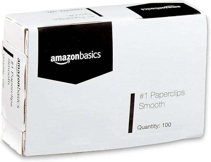 Amazon Basics No. 1 Paper Clips, Smooth, 1000 Count (10 Pack of 100), Silver