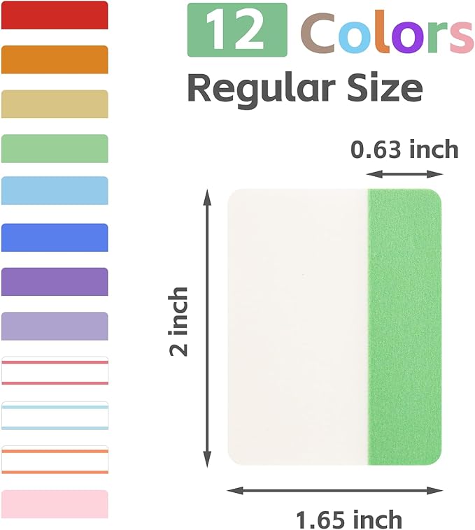 KICNIC 2 Inch New Sticky Tabs Index Tabs 960 Pieces, Colored Reading Tabs Self Adhesive, Arrow Flags Pages Markers for Binder, Books, File Folders and Notebook [12 Colors] Writable, Repositionable