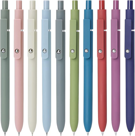 FIOVER Gel Pens,10pcs 0.5mm Quick Dry Black Ink Fine Point Smooth Writing Pens High-End Series Ballpoint for Office School Supplies(Morandi & Retro)