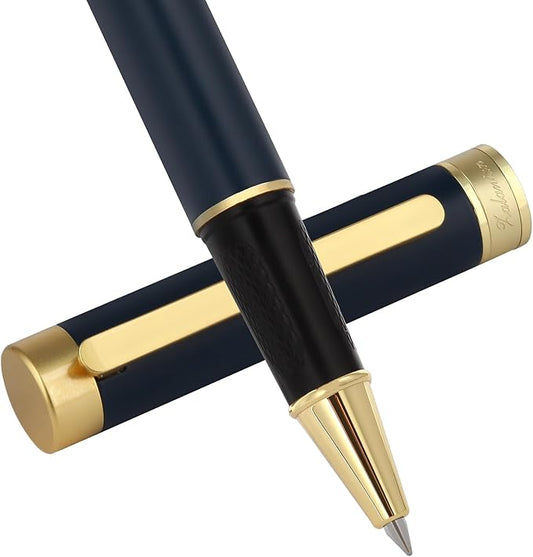 Stunning luxury pen fancy pens nice pens for men pure copper heavy feel Office Executive Pen Professional Smooth Writing Pens for journaling with Gift and 2 Refills(Blue)