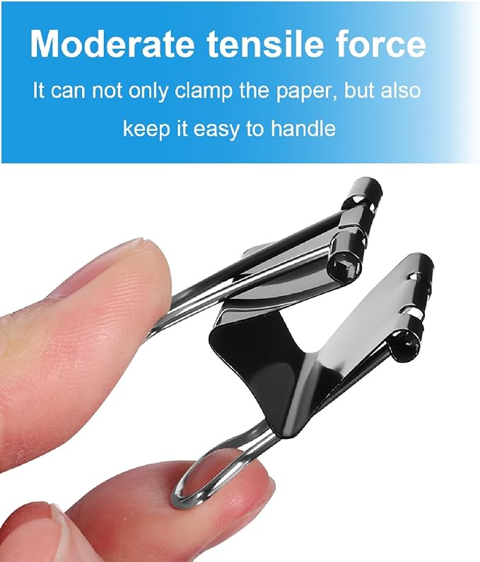 Binder and Paper Clips Set, 340 pcs Assorted Sizes in Container With Compartments - Silver Paper and Black Binder Clips for Home, School, Office Supplies