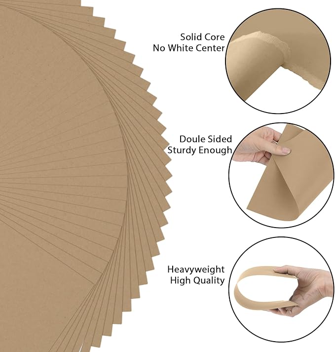 50 Sheets Brown Cardstock Paper, Colored Printer Paper 8.5 x 11, Card Stock Thick Construction for Craft,Scrapbook，Office Printing, Invitations, Certificates，92 lb/250gsm