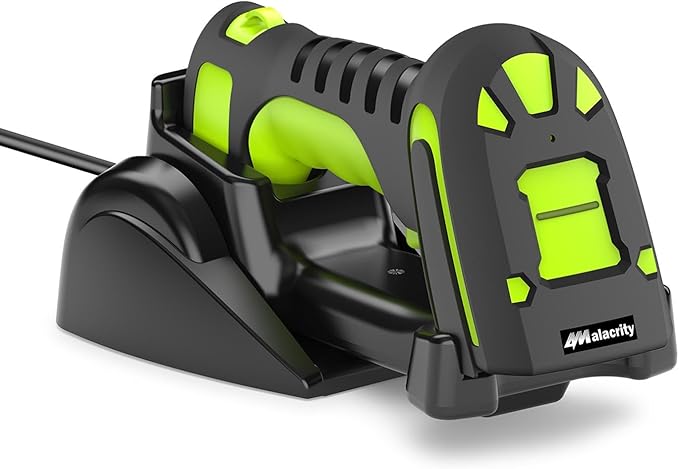 Alacrity DPM Industrial Barcode Scanner, 1D 2D & Direct Part Marks Symbologies, Wireless Charging, Long-Distance 433MHz Wireless & Bluetooth Connectivity, Shock and Dust-Proof Barcode Reader, Green