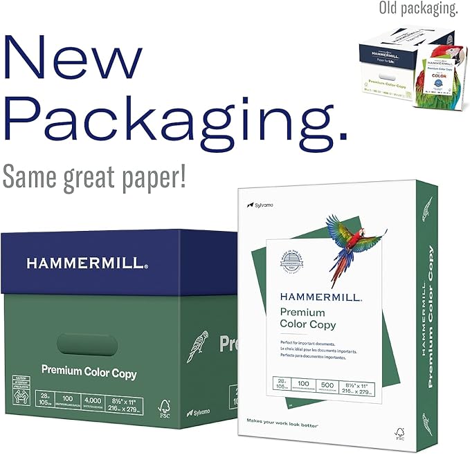 Hammermill Printer Paper, Premium Color 32 Lb Copy Paper, 8.5 x 11 - 1 Ream (500 Sheets) - 100 Bright, Made in the USA, 102630