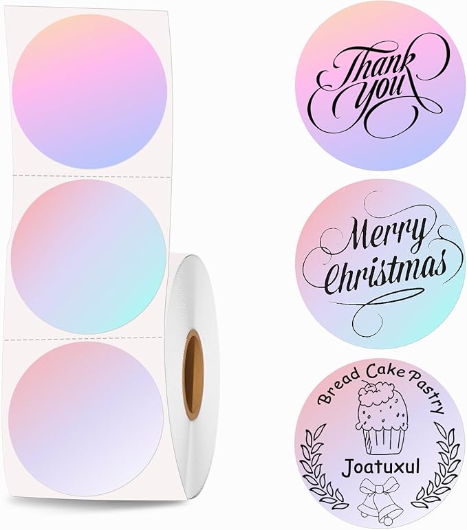 2 inch Round Thermal Labels, Thermal Printer Labels use for Barcode, Shipping, Customized, Circle Direct Thermal Stickers 500 Labels for Printer, Fantasy Purple