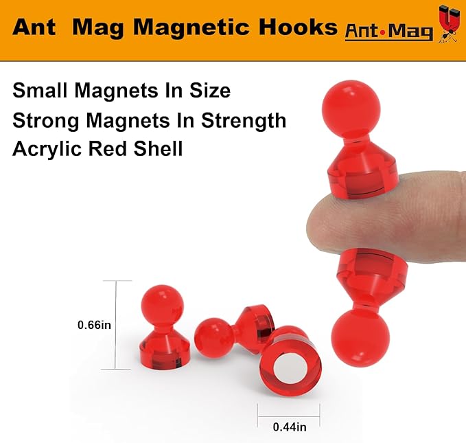 Ant Mag Magnetic Push Pins 48pcs Strong Whtieboard Pins Magnets Perfect Use for Map Fridge Kitchen Home Office Classroom