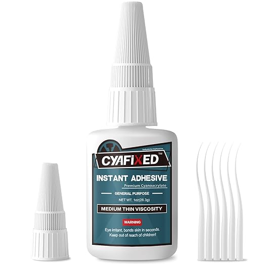 Super Glue Liquid, Instant Clear Cyanoacrylate Medium Thin Viscosity Adhesive, Food Safe CA Glue for Shoe Repair Leather Ceramic Plastic Glass Metal Wood Aquarium Porcelain Rubber Pottery Model Craft