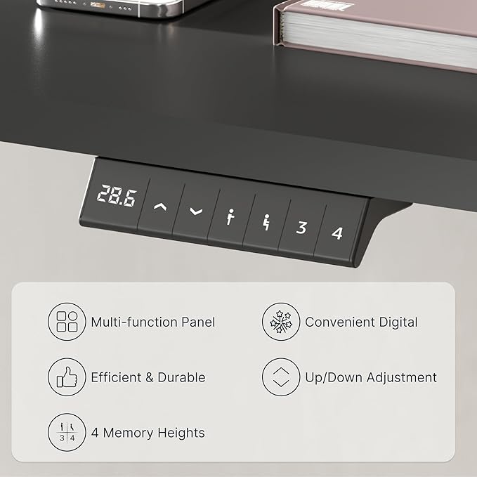 FLEXISPOT EN2 Whole-Piece Standing Desk with Clamp Power Strip, 55 x 28 Electric Stand Up Height Adjustable Desk with Cable Management (White Frame + 55" Black Desktop, 2 Packages)