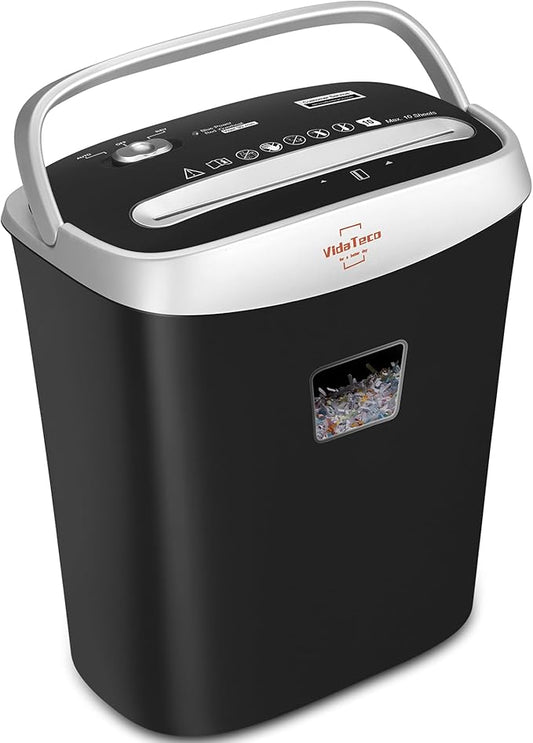 Paper Shredder for Home Office Heavy Duty with 60 Mins Running with US Patented Cutter,Shred CD/Card with Extra Large Bin,AUTO Jam Proof(ETL) (10-Sheet Micro-Cut)