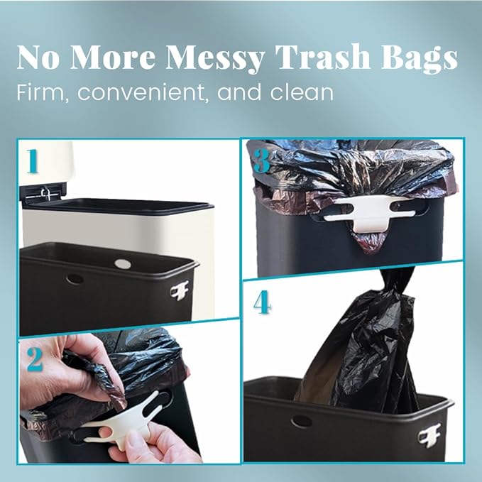 8 Gallon Slim Trash Can with Soft Close Lid, Stainless Steel Trash Can with Removal Inner Bucket, Hand -Free Trash Bin for Kitchen, Office, Laundry, Bathroom, 30 Liter Capacity, White