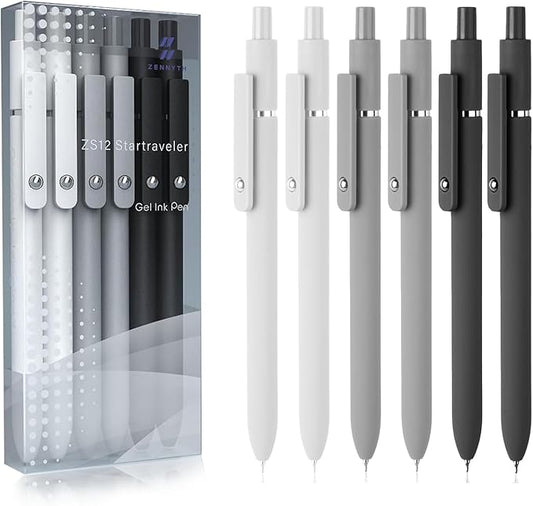 MIUTME 6Pcs Gel Pens, Retractable Gel Pens Quick Dry Ink Pens Fine Point Premium Smooth Writing Pens, Aesthetic Pens for School & Office Supplies