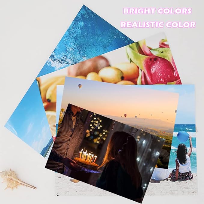 4 Sizes Photo Paper, 200gsm High Glossy White Photographic Paper, Advanced Picture for Inkjet Printer (90 Sheets, 3.5 x 5, 4 x 6, 5 x 7, 8.3 x 11.7 Inch)