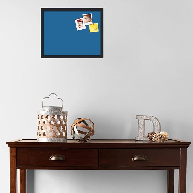 PinPix 18x14 Inch Cork Bulletin Board. This Decorative Framed Pin Board Comes with Navy Pastel Design and a Satin Black Frame. Ideal for Home Office Decor or Message Board (PinPix-1811)
