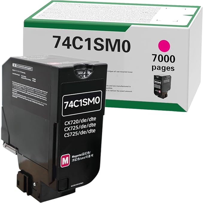 74C1SM0 7000 Pages High Yield Toner Cartridge Compatible for Lexmark 74C1S for Lexmark 74C1SM0 for CS725 CX725 CS720 CS720de CS725de CX725de Laser Printer (1M, 1-Pack)