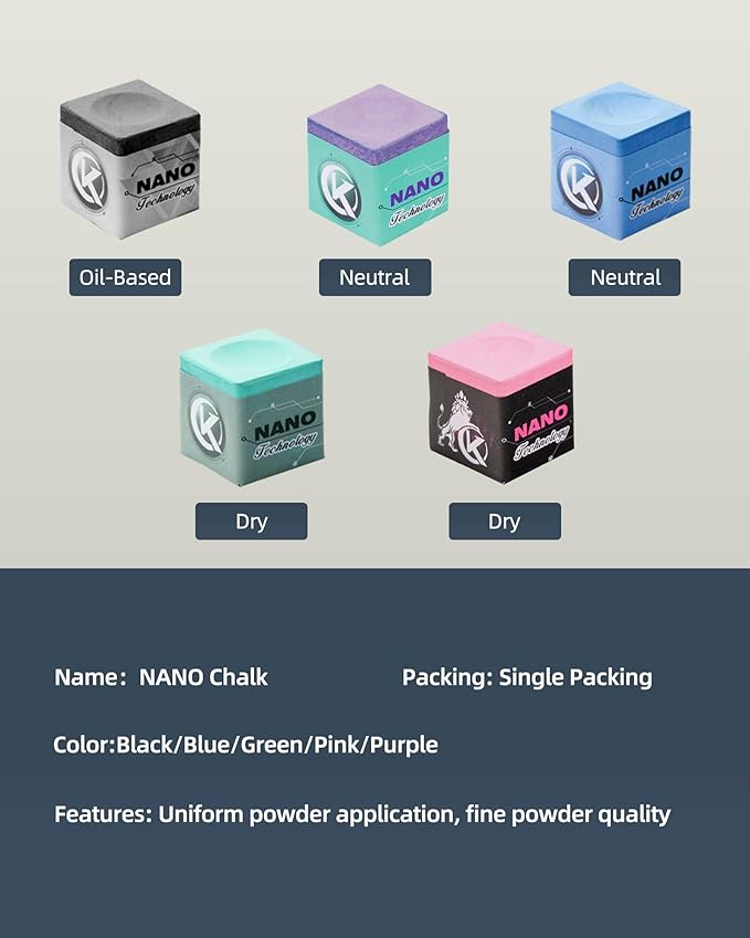 KONLLEN Pool Cue Chalk Nano Technology Billiard Chalk for Professional Tournament Dedicated Pool Chalk (Outstanding Performance, Reduce Miscue, Durable)