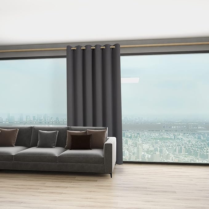 BONZER Room Divider Curtain Total Privacy Wall Grommet Thermal Insulated Wide Blackout Curtains for Bedroom Living Room, 84L x 70W Inch (7L x 5.8W ft), 1 Panel, Dark Grey