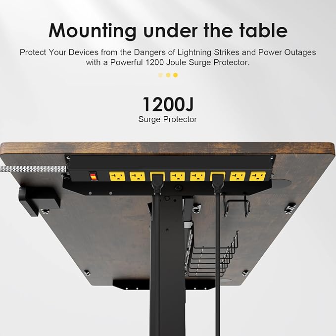 20Amp Power Strip Surge Protector, Durable Metal 8-Outlets with Heavy Duty 20 amp 15Ft 12 Gauge Extension Cord for Garage Workshop & Industrial Use, 1200J