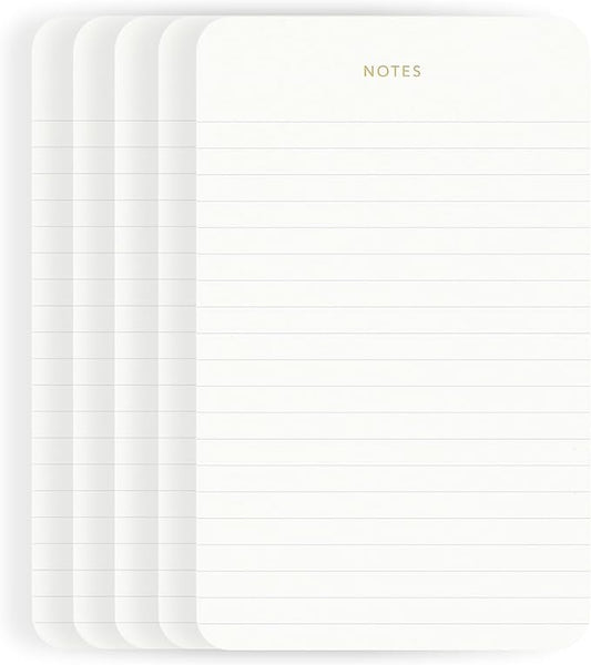 Elegant Desk Notepads for Professionals, Executive's Memo Pads, Minimalist, Gold Foiled, Lined, 5 Pack, 375 Sheets Total (75 Each), 6.3" x 3.9”, 80 GSM, Eco-friendly, FSC™ Certified