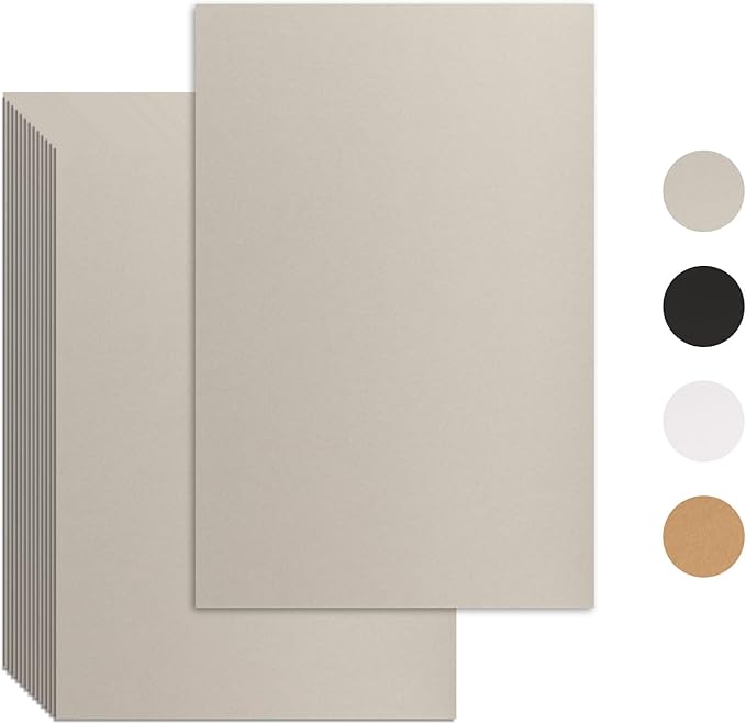 25 Pcs Book Board, Binder Board, Cover Board, Heavy Duty Chipboard for Book Binding, DIY Cardboard (Gray, 11 x 17 Inch 100PT)