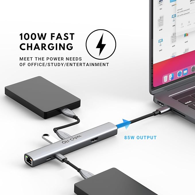6-in-1 USB-C Hub Bundle with Portable USB-C to HDMI Adapter (4K)